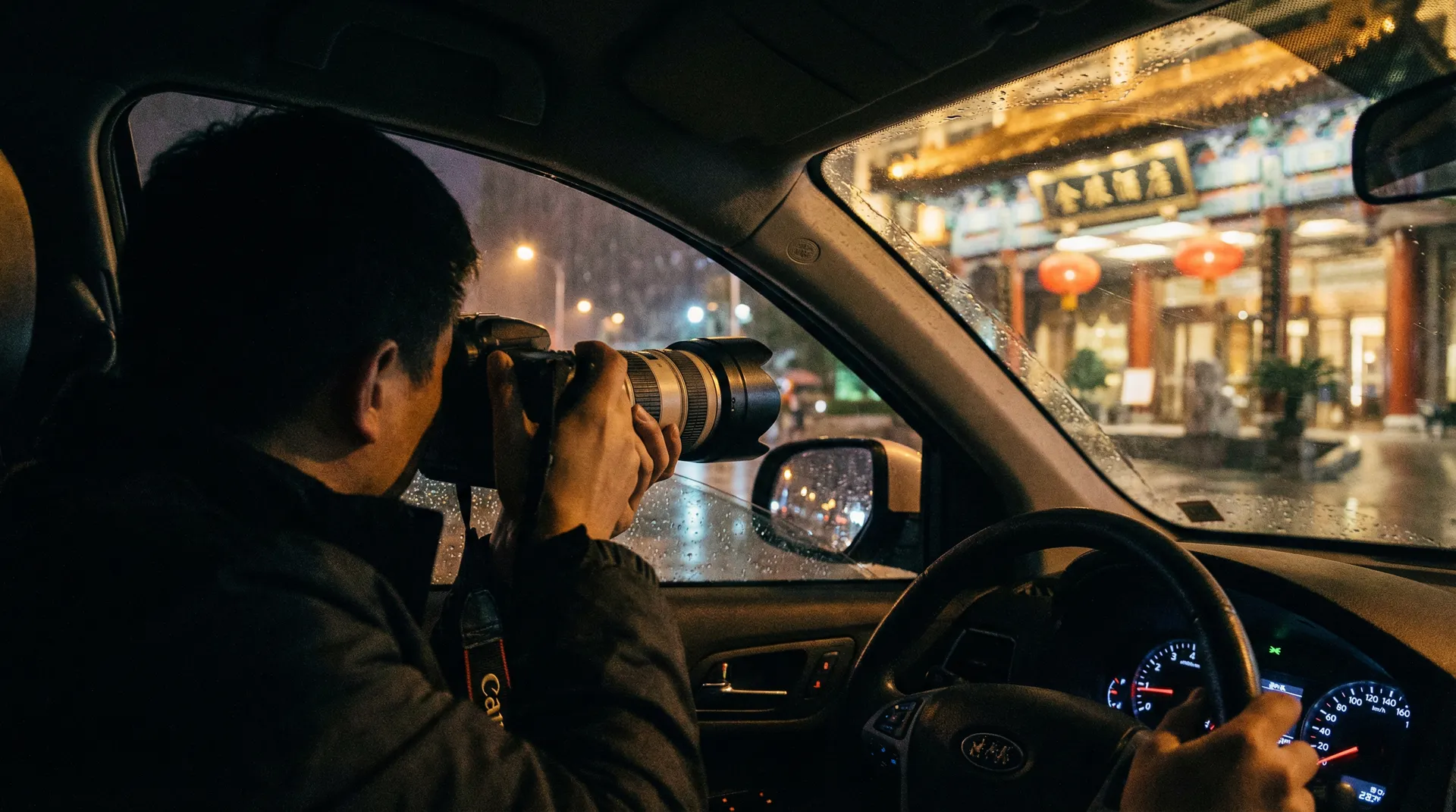 五一吃瓜 - 记者车内跟踪拍摄